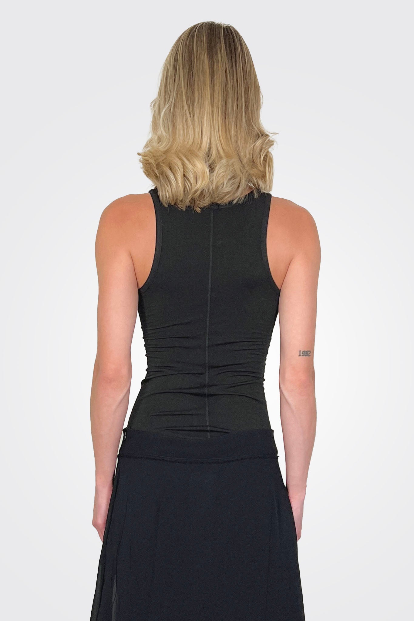 Cotton Cashmere Tank Top - Black by Kristensen — alternate view