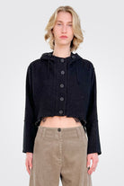 Raw Edge Hooded Jacket - Black by Lurdes Bergada — alternate view