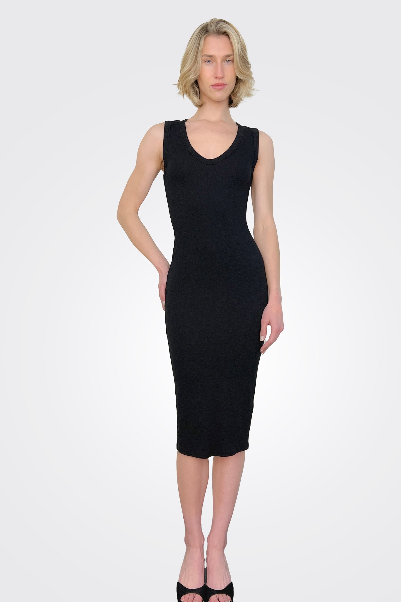 Textured Knit Sleeveless Dress - Black by Enza Costa | 25 South Boutiques