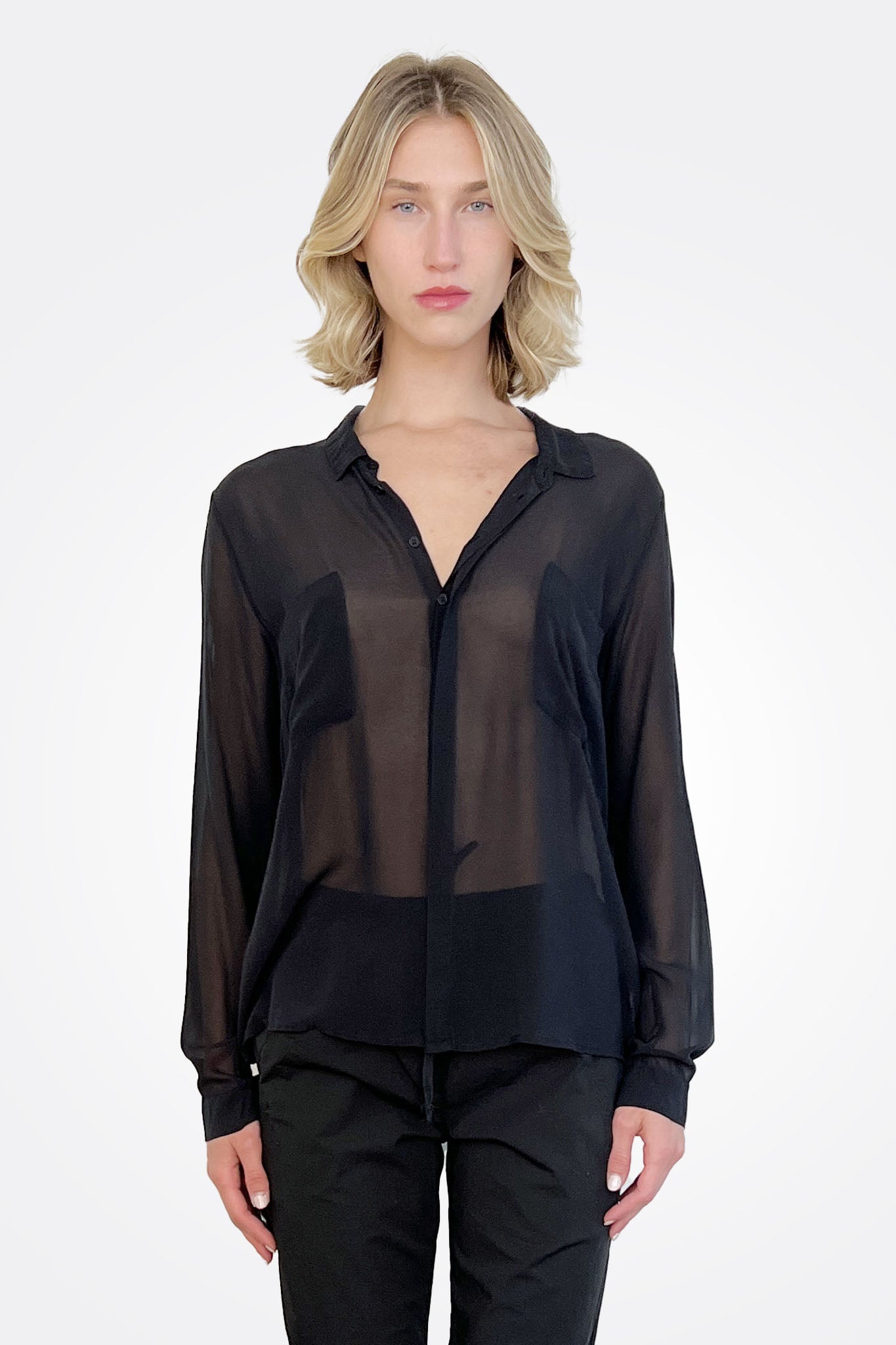 Pocket Silk Button Down - Black by Private 0204 | 25 South Boutiques