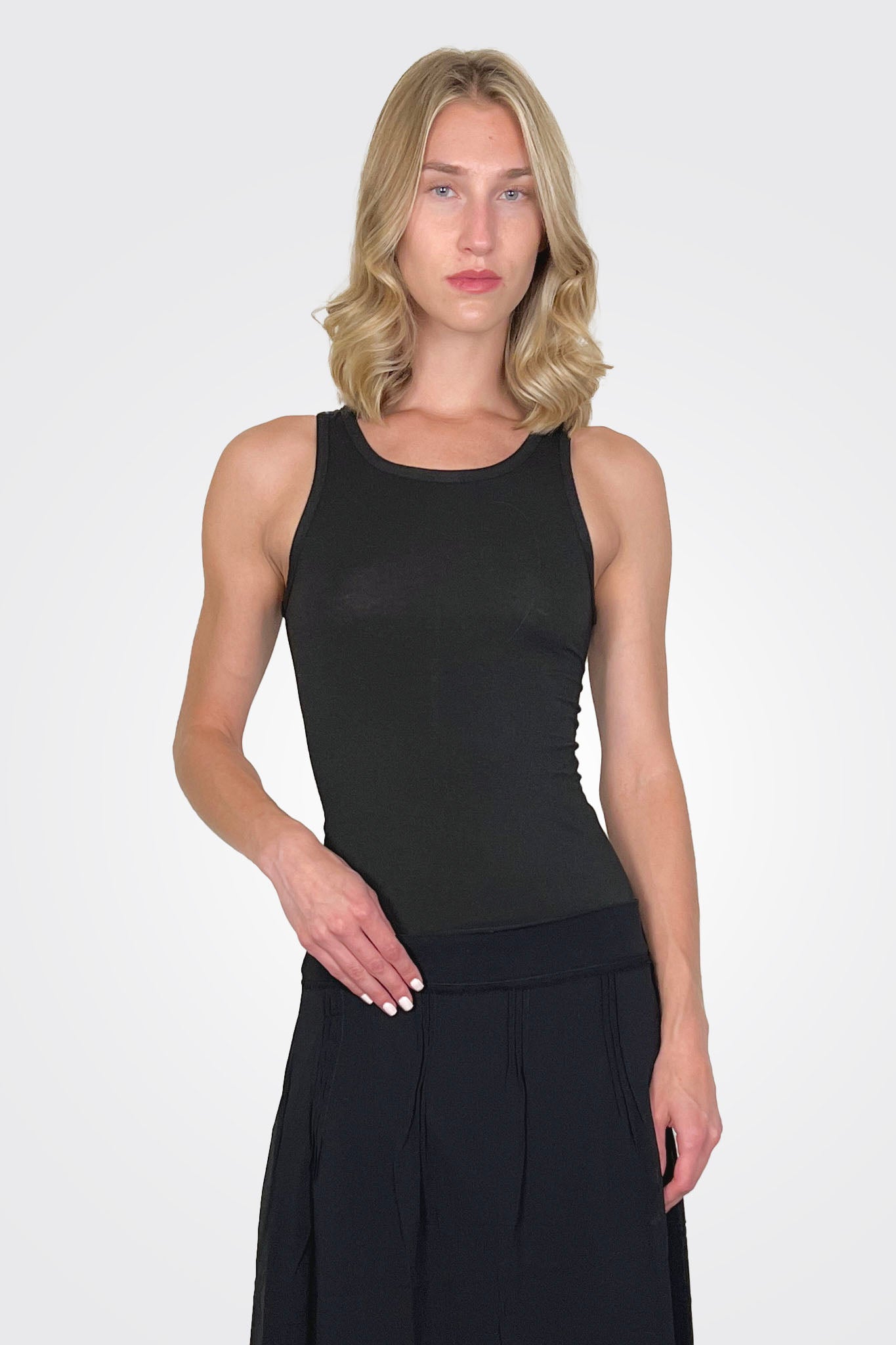 Cotton Cashmere Tank Top - Black by Kristensen | 25 South Boutiques