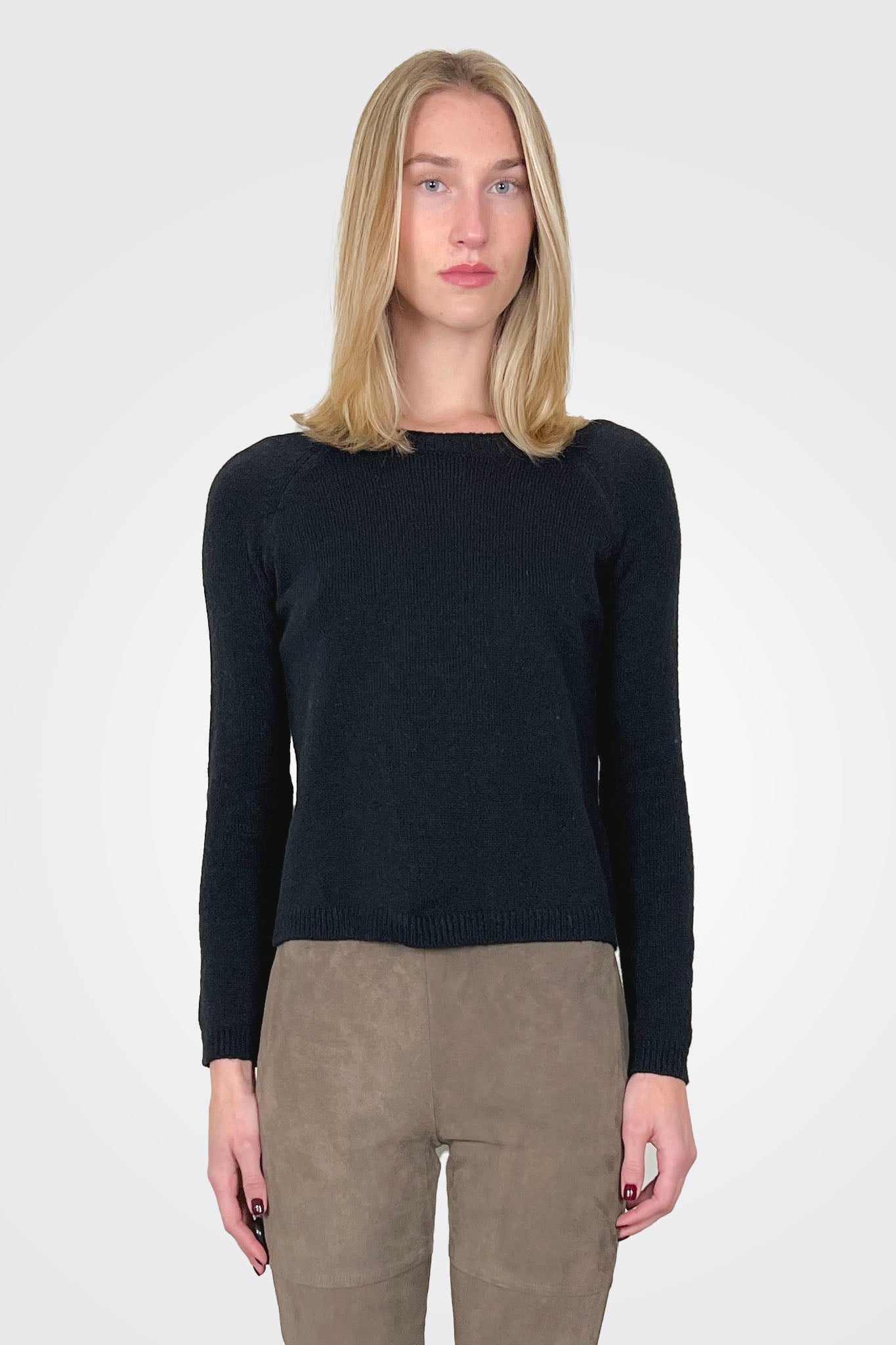Cashmere Crop Crew Sweater - Black by Private 0204 | 25 South Boutiques