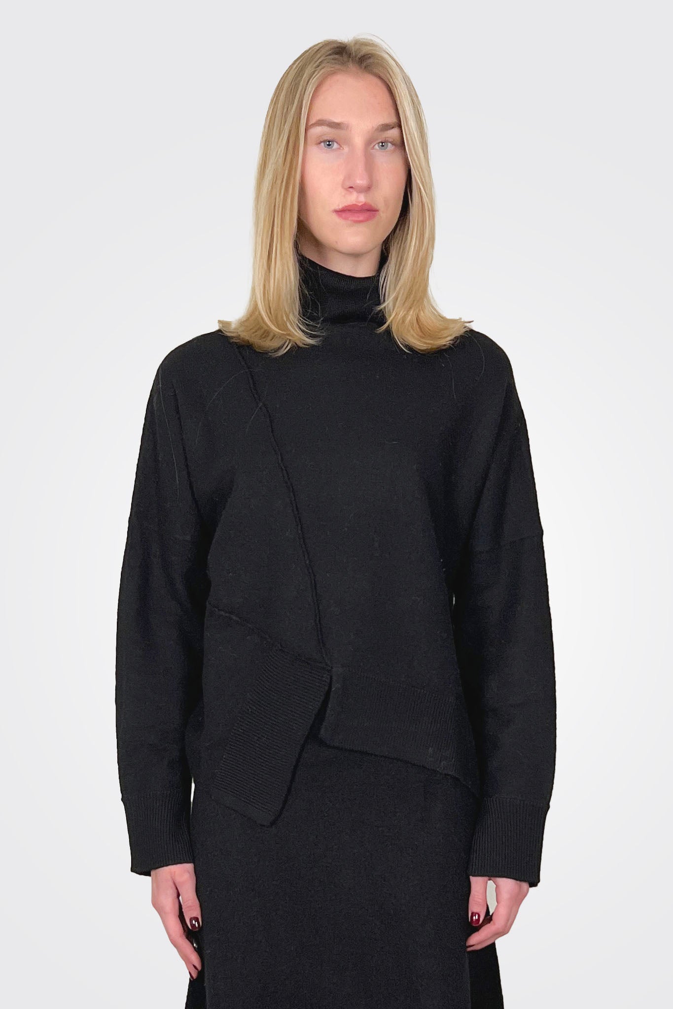 Asymmetrical Turtleneck Sweater - Black by MeiMeij | 25 South Boutiques