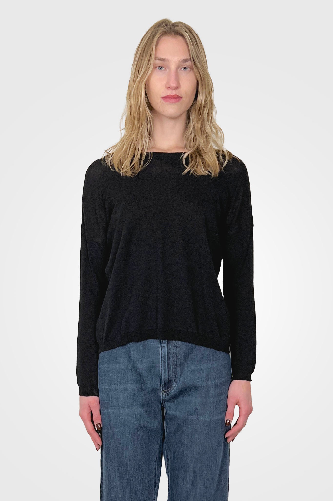 Long Sleeve Crew Neck Sweater - Black by Private 0204 | 25 South Boutiques