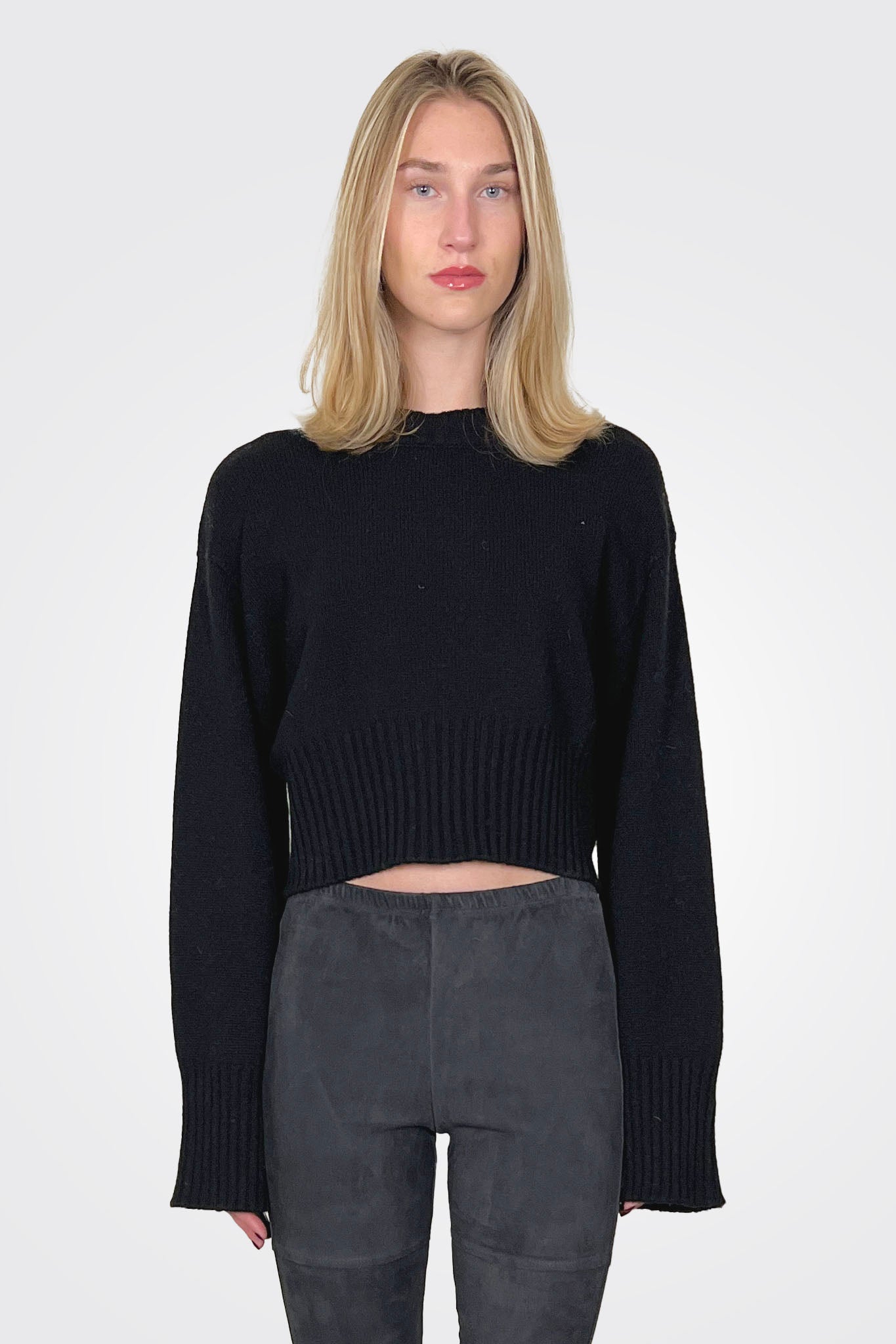 Crop Crew Sweater - Black by Liviana Conti | 25 South Boutiques