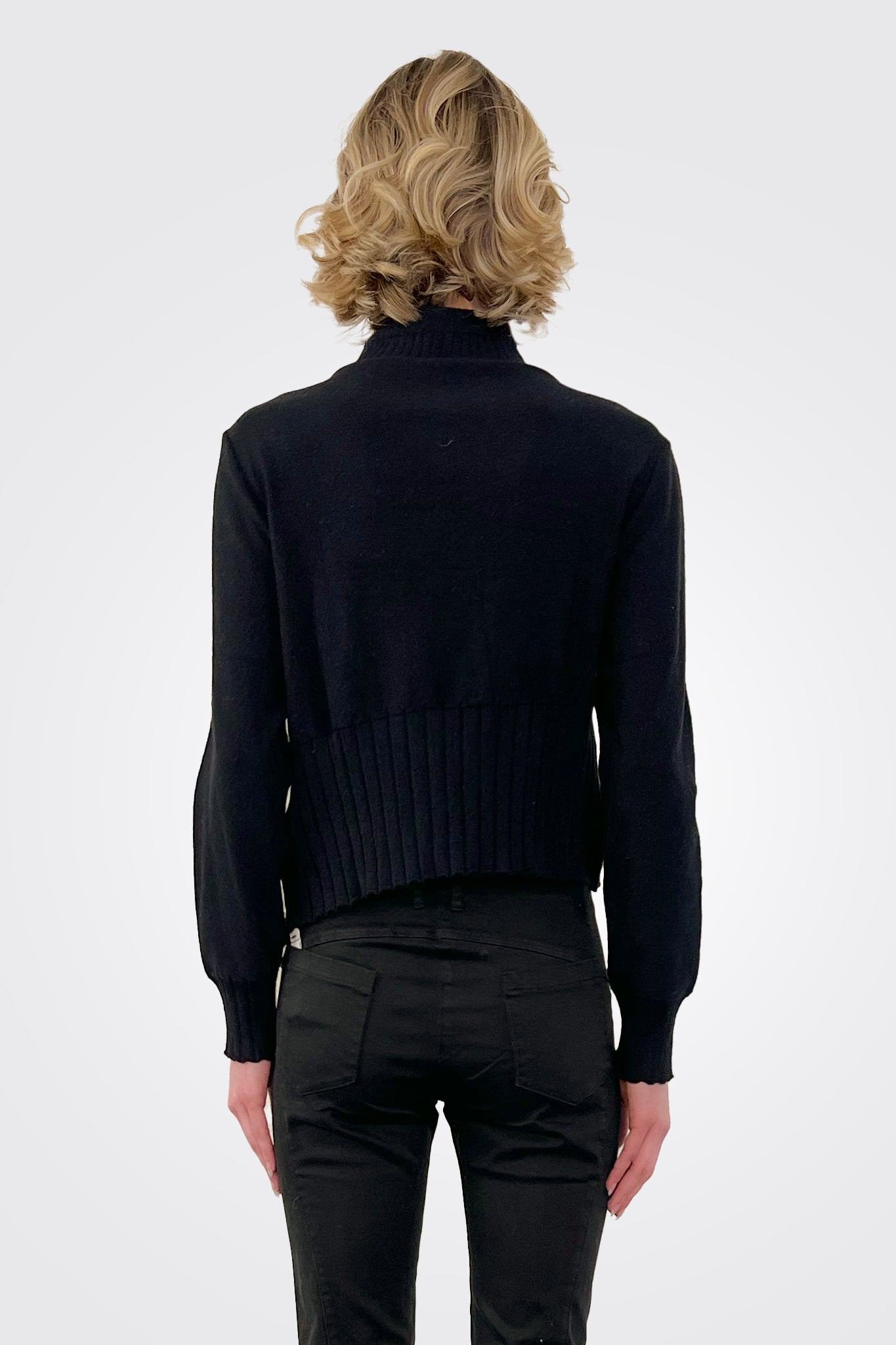 Asymmetric Cardigan - Black by Lurdes Bergada — view 3