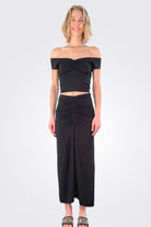 Shirred Maxi Skirt - Black by Bobi | 25 South Boutiques