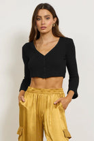 Abbey Button Up Cardi - Black by LA Made | 25 South Boutiques