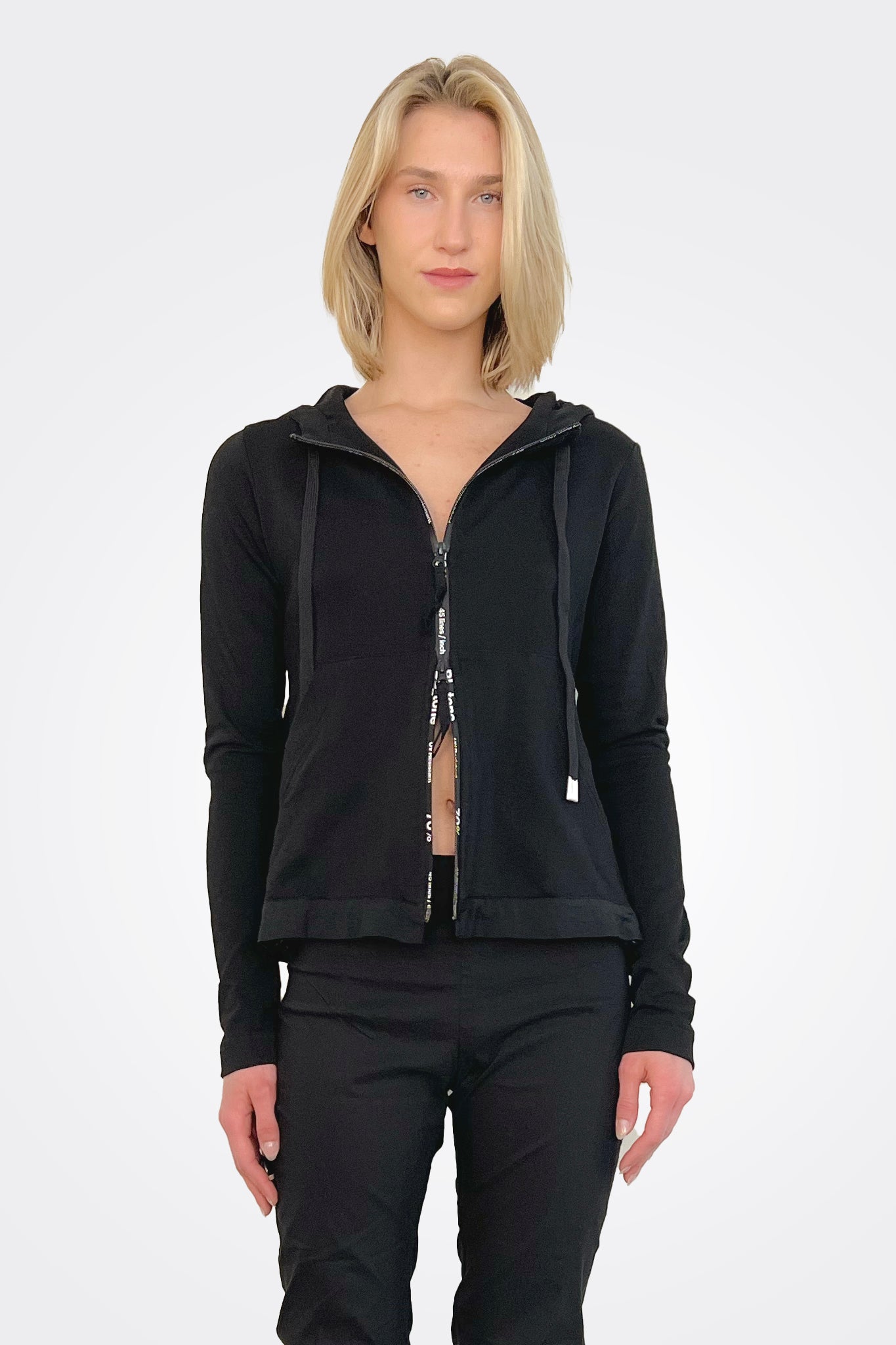 Graphic Zip Hooded Jacket - Black by Rundholz — alternate view