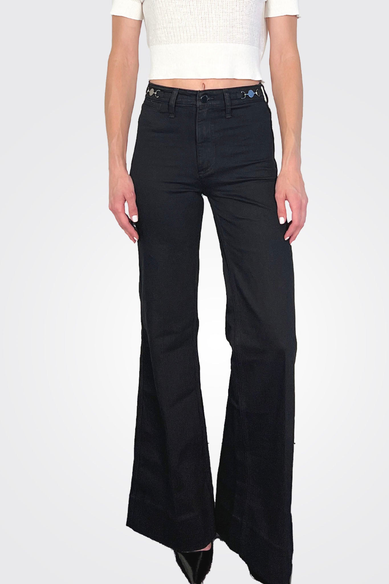 Skylar Vintage Stretch Wide-Leg Jeans - Black by Rag & Bone — alternate view
