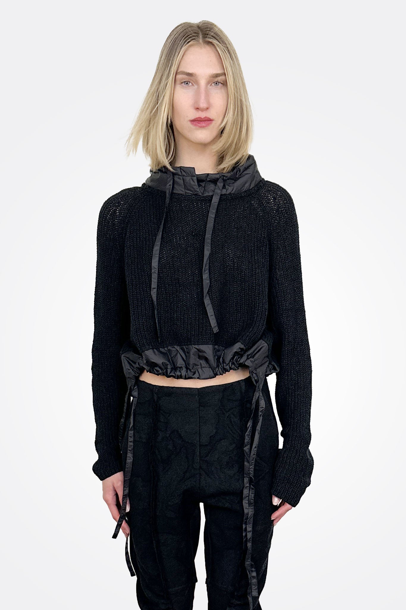 Quilt Detail Knit Sweater - Black by Rundholz — alternate view