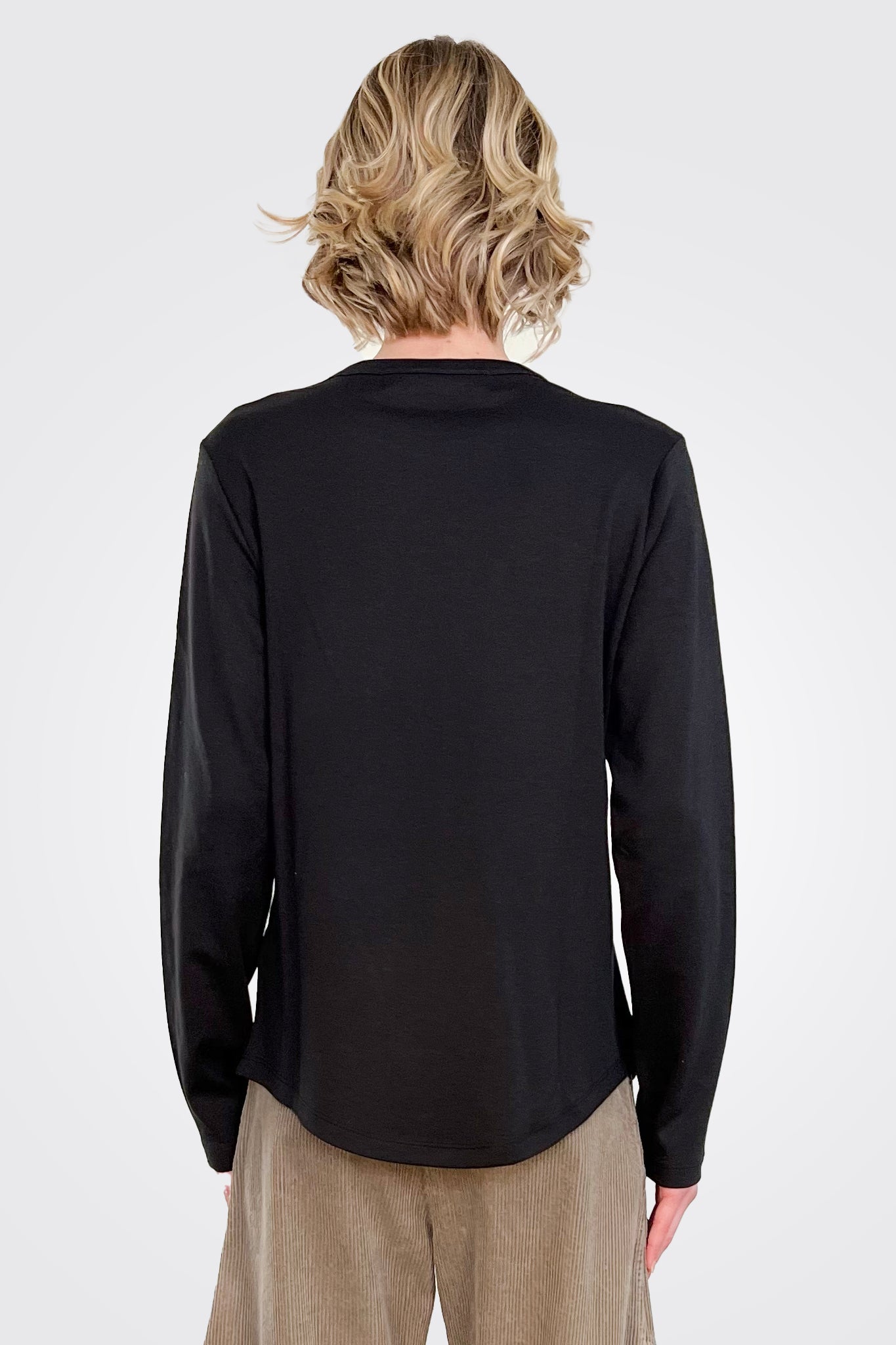 Semi Thick Long Sleeve Tee - Black by Lurdes Bergada — alternate view