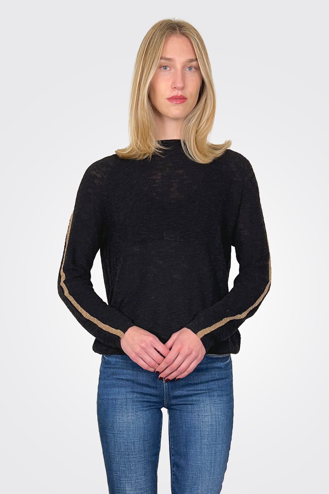 Track Striped Sleeve Pullover - Black by StitchDrop | 25 South Boutiques
