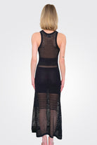 Open-Knit Sleeveless Logo Tank Dress - Black by Moschino — alternate view