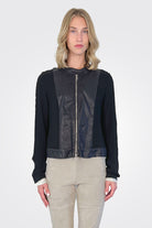 Leather Mix Media Jacket - Black by Transit Par-Such — alternate view