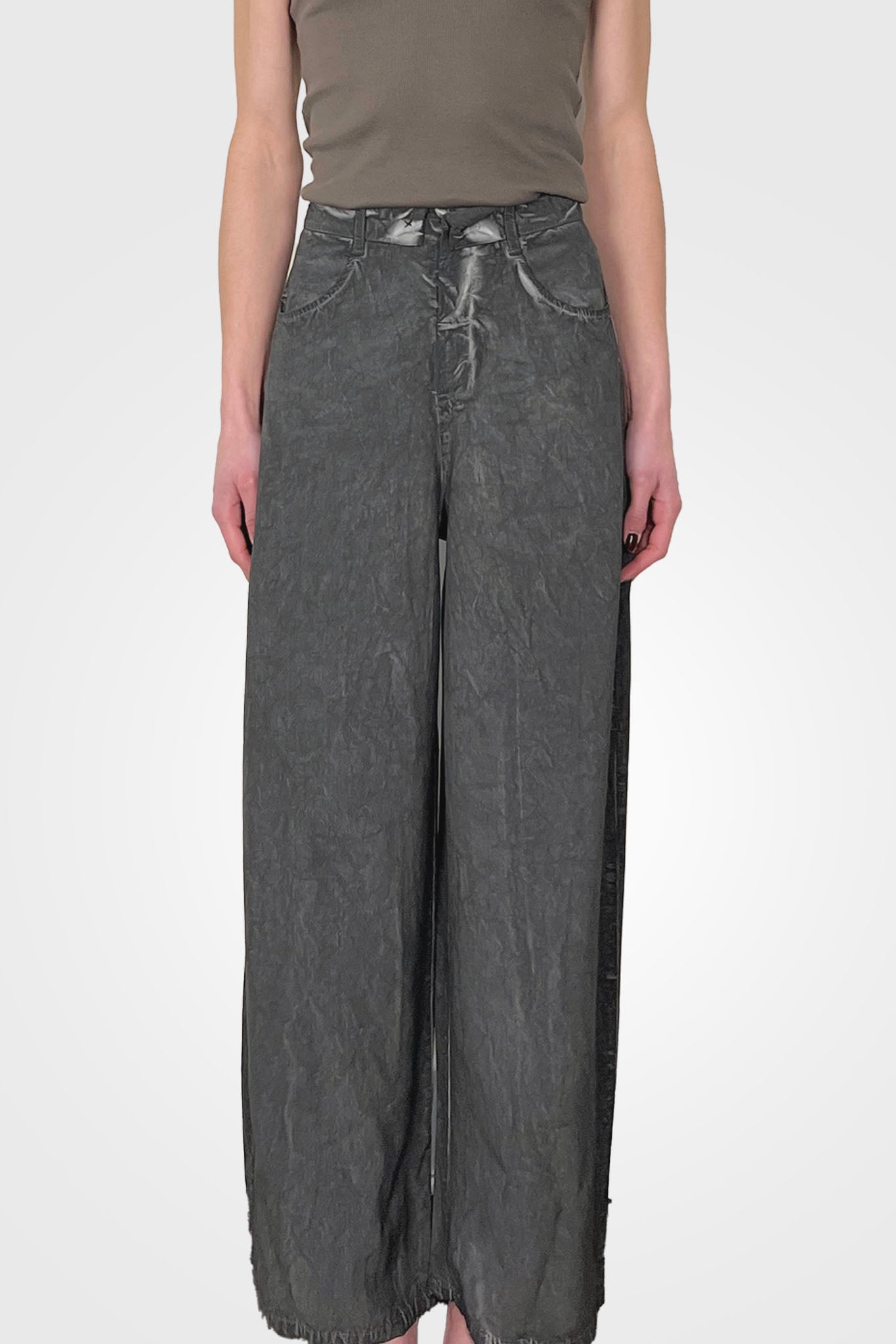Greige Tie Dye Palazzo Trousers - Black by Transit Par-Such — alternate view