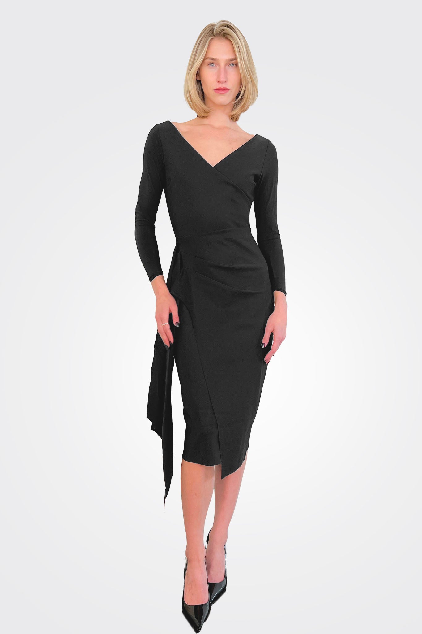 Ellia Draped Sheath Dress - Black by Chiara Boni | 25 South Boutiques