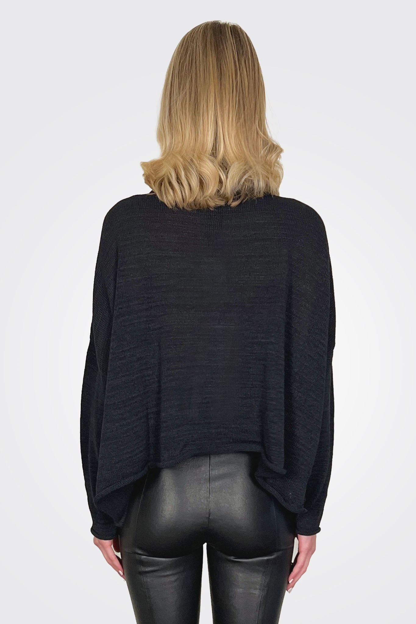 Round Neck Flower Cardigan - Black Black Flock by Rundholz — alternate view
