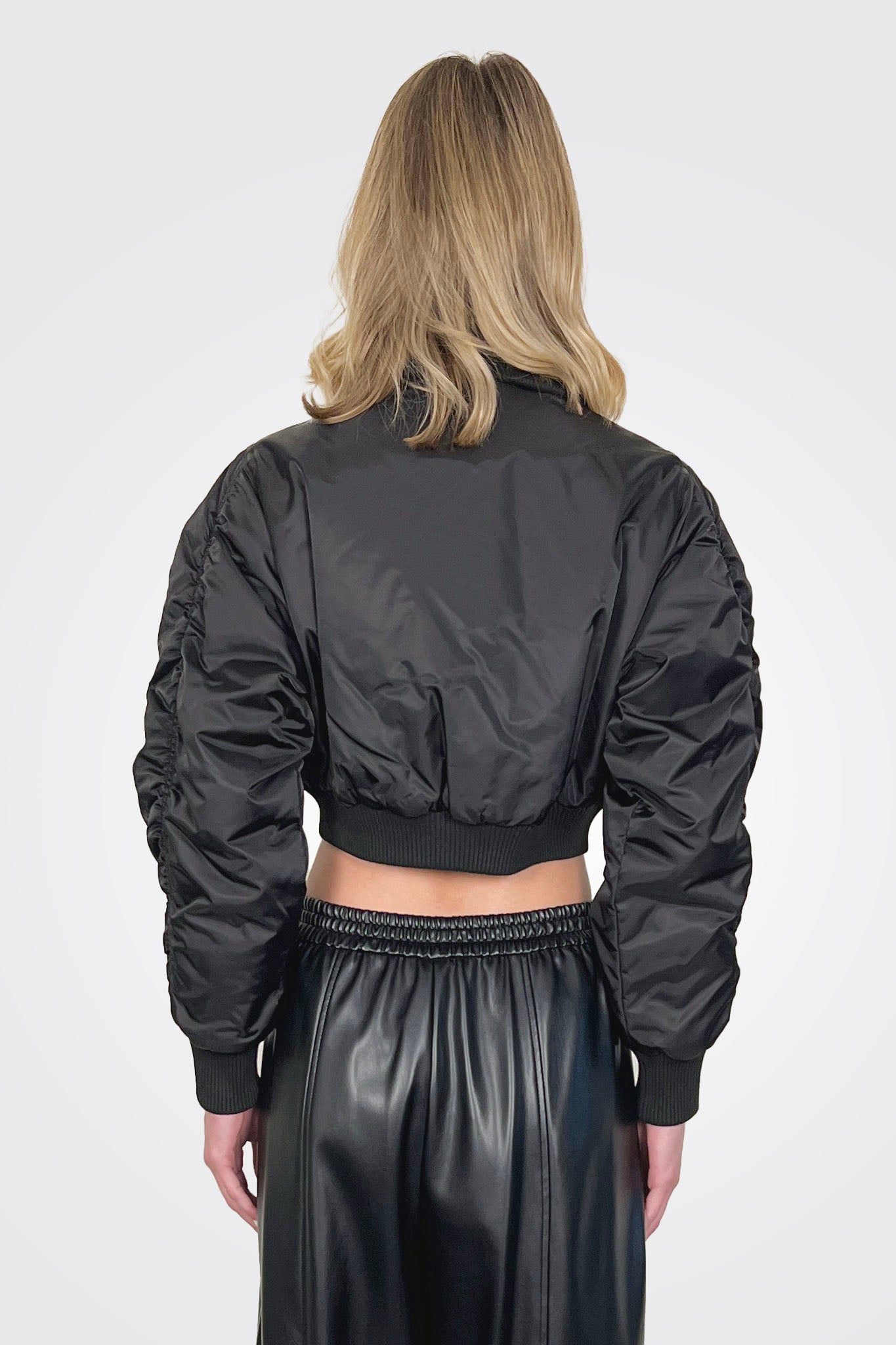 Bavette Short Satin Bomber Jacket - Black by Pinko — alternate view