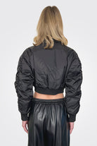 Bavette Short Satin Bomber Jacket - Black by Pinko — alternate view