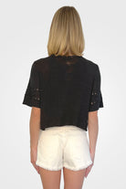 Calliope Short Sleeve Cotton Cardi - Black by Wooden Ships — alternate view