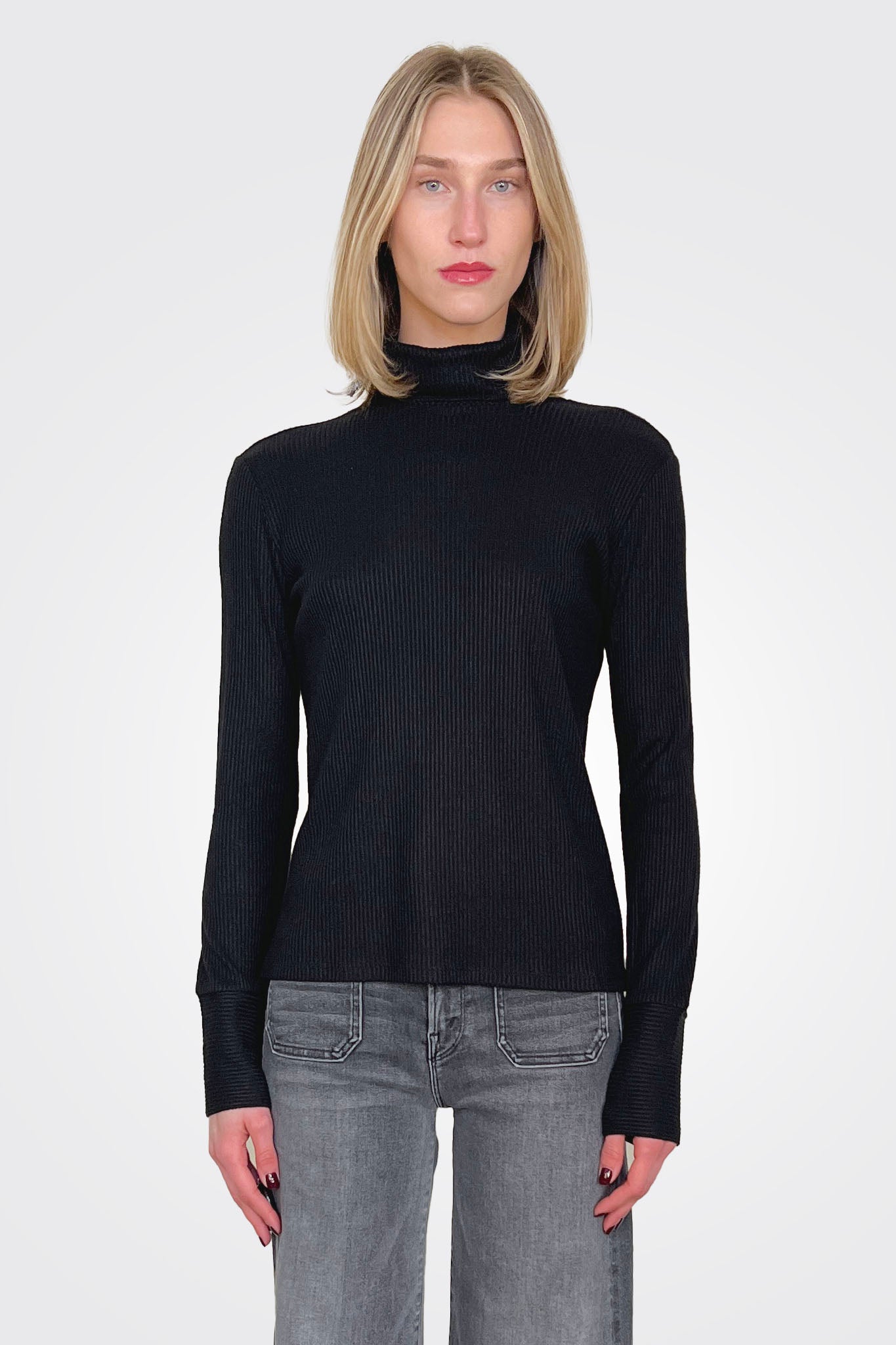Ananda Long Sleeve Turtleneck - Black by Ramy Brook — alternate view