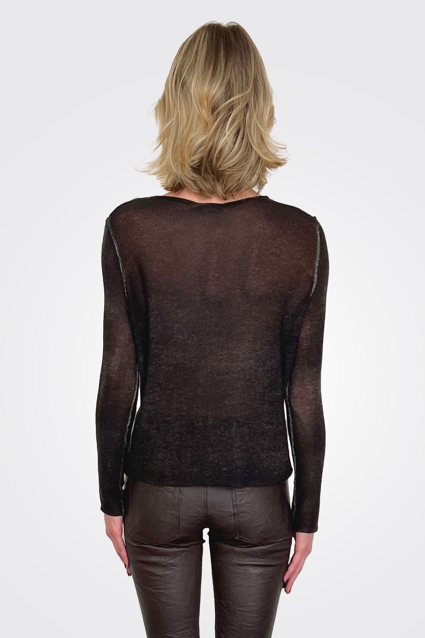 Reversible Cashmere Light Pullover - Brown Black by Avant Toi — view 4