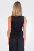 Detail Neck Jersey Cotton Tank - Nero by D. Exterior — alternate view