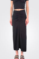 Shirred Maxi Skirt - Black by Bobi — alternate view