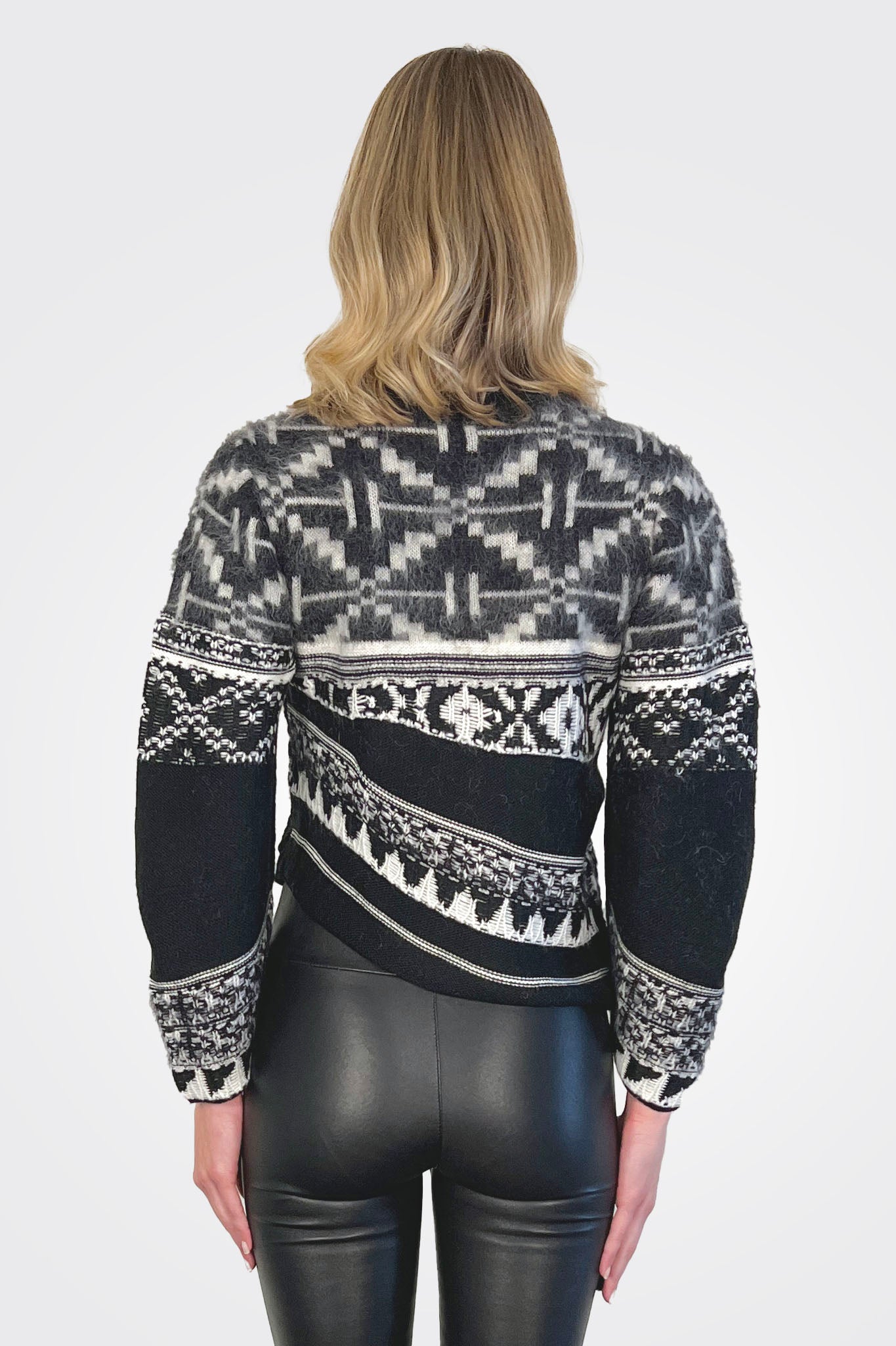 Nordic Knit Crewneck Sweater - Black Off White by Nude Italy — alternate view