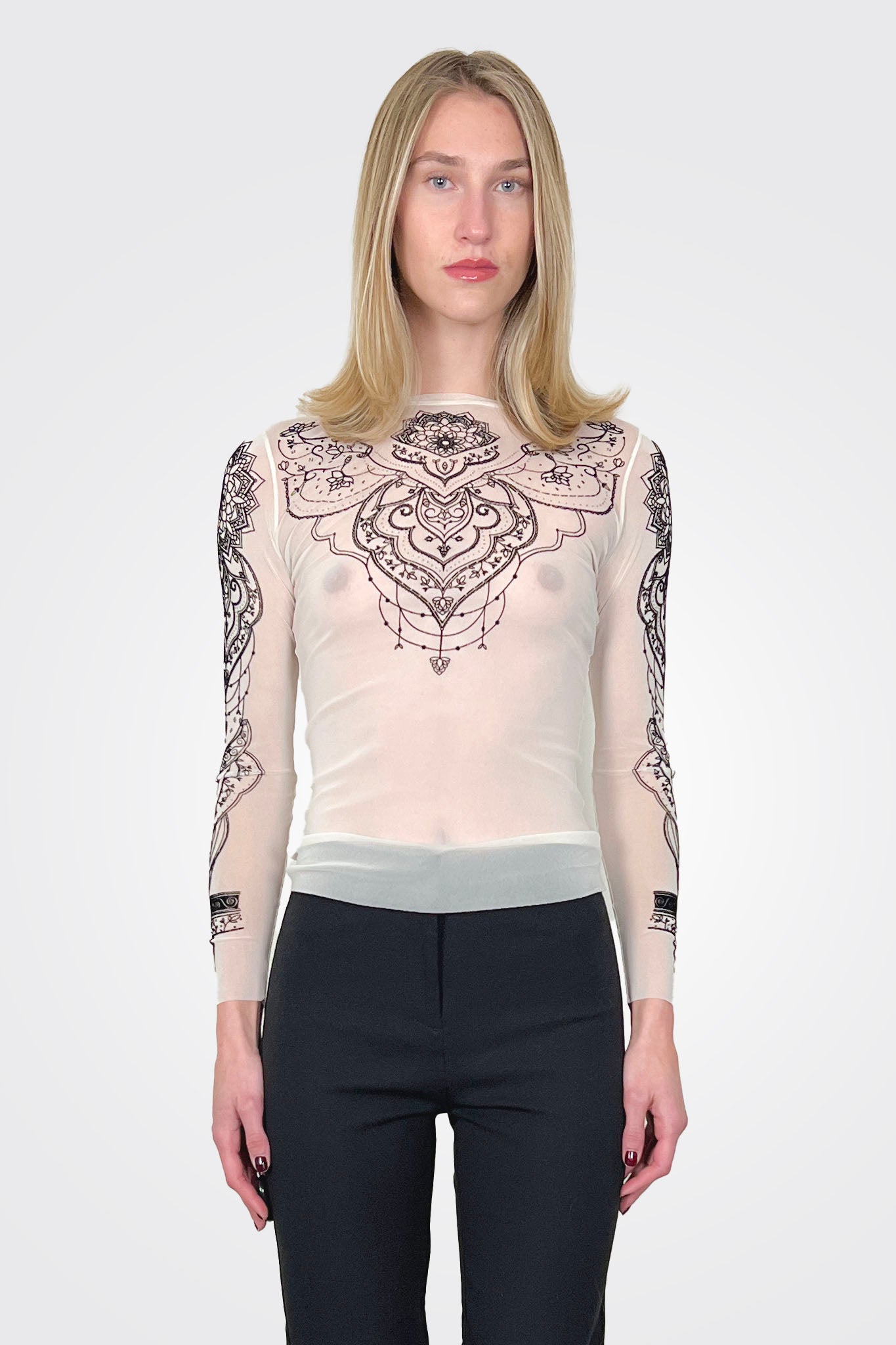 Tulle Tatto Flock Shirt - Black by D. Exterior — alternate view