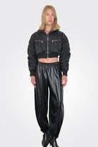Bavette Short Satin Bomber Jacket - Black by Pinko — view 3