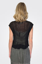 Hand Knit Wide Neck Top - Black by Umit Unal — alternate view