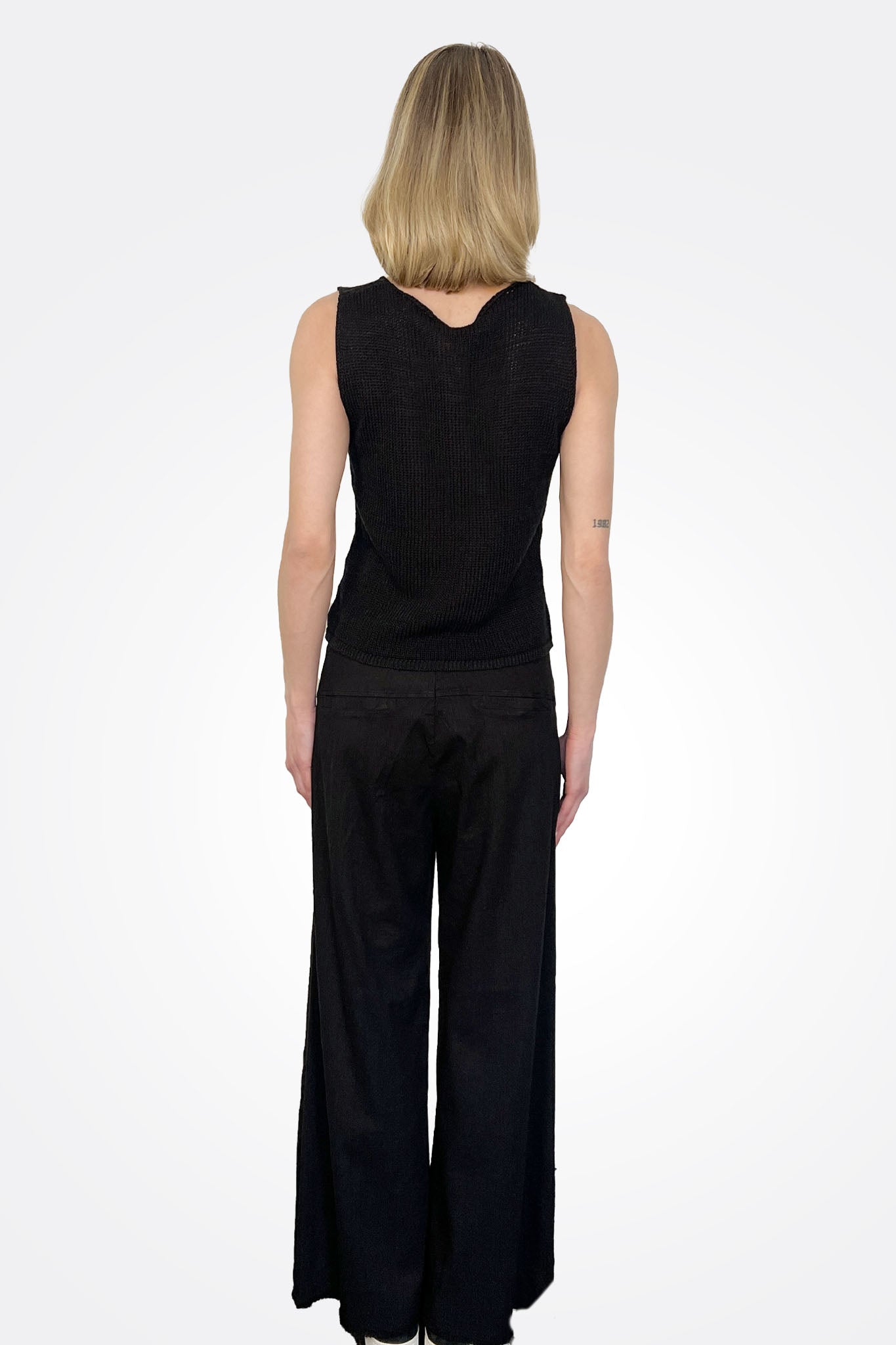 Wide Leg Frayed Bottom Trousers - Black by Transit Par-Such — alternate view