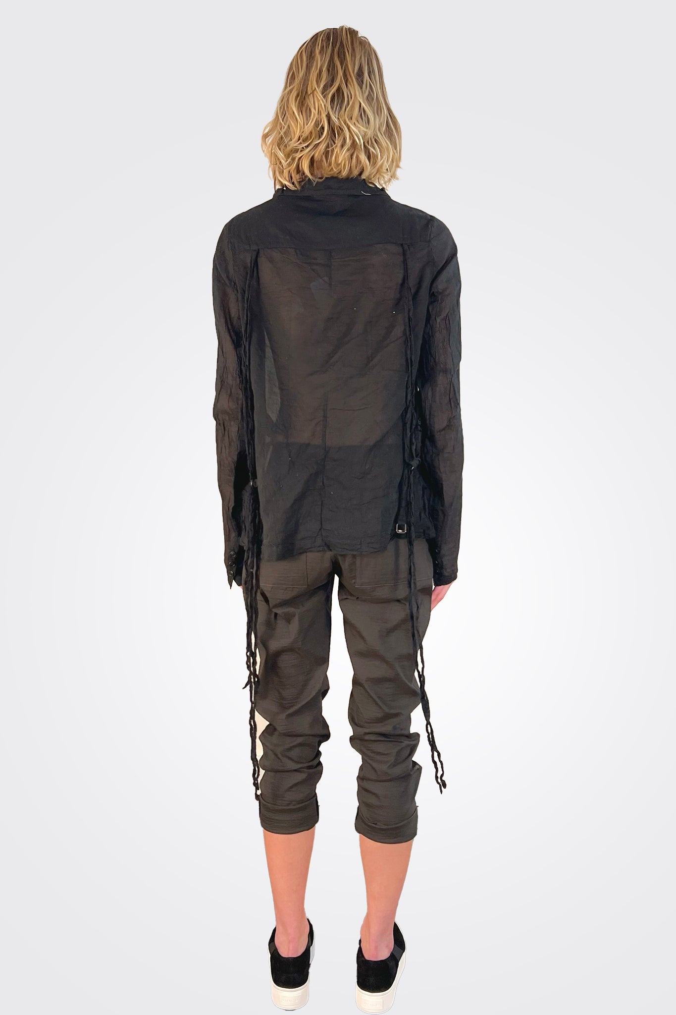 Side Buttoned Blouse - Black by Rundholz — view 3