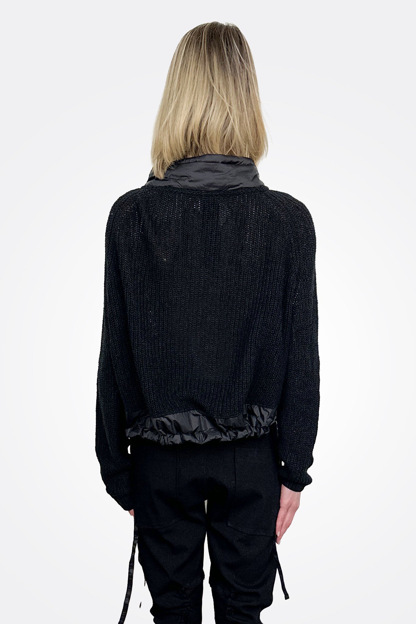 Quilt Detail Knit Sweater - Black by Rundholz — view 3