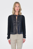 Leather Mix Media Jacket - Black by Transit Par-Such — view 3
