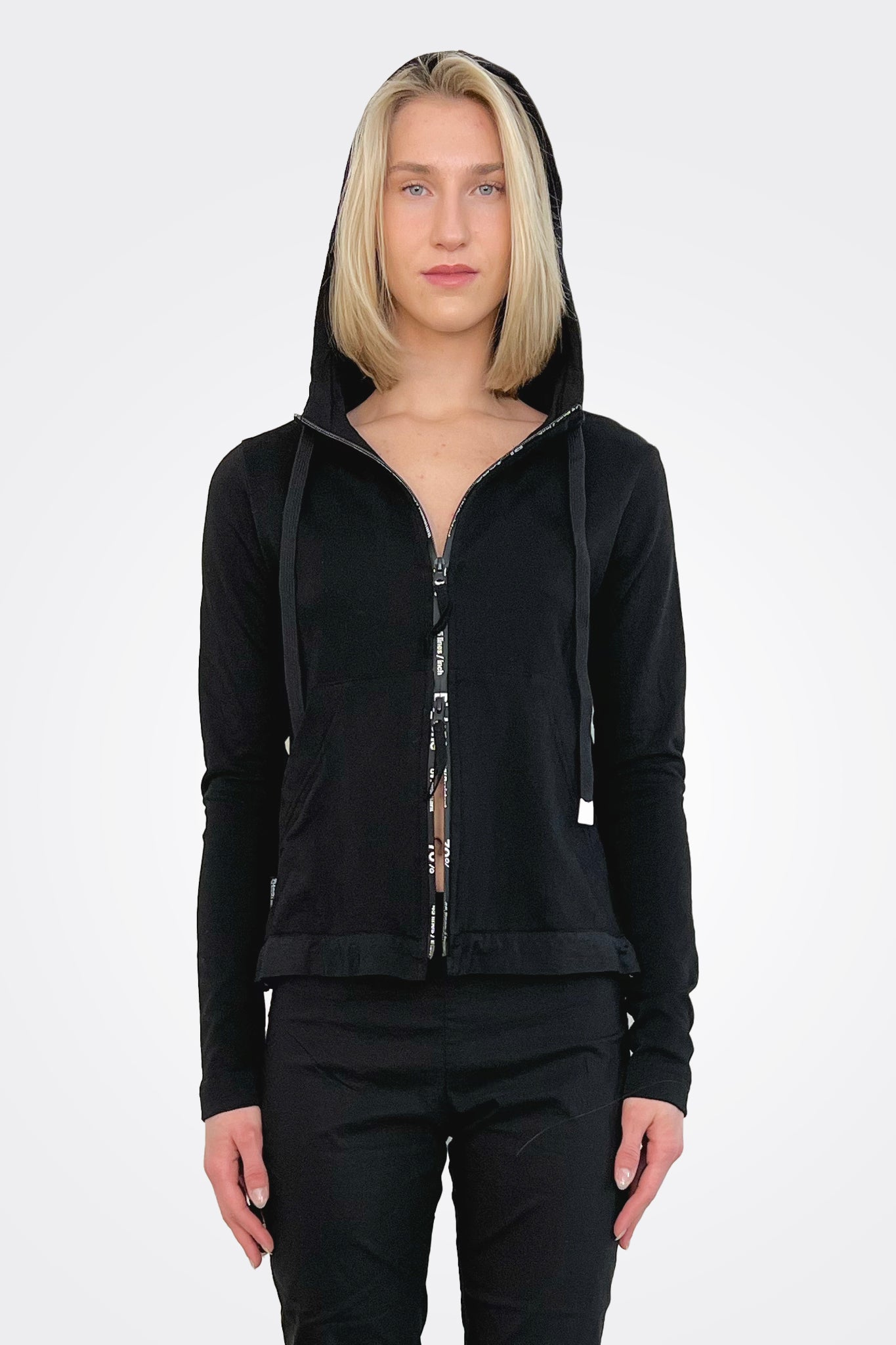 Graphic Zip Hooded Jacket - Black by Rundholz — view 3