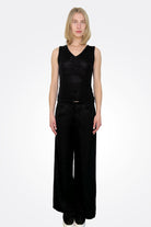 Wide Leg Frayed Bottom Trousers - Black by Transit Par-Such | 25 South Boutiques
