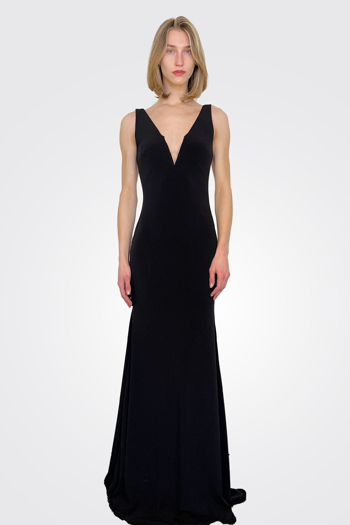 Low V Open Back Gown - Black by Jovani | 25 South Boutiques