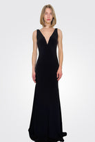 Low V Open Back Gown - Black by Jovani | 25 South Boutiques