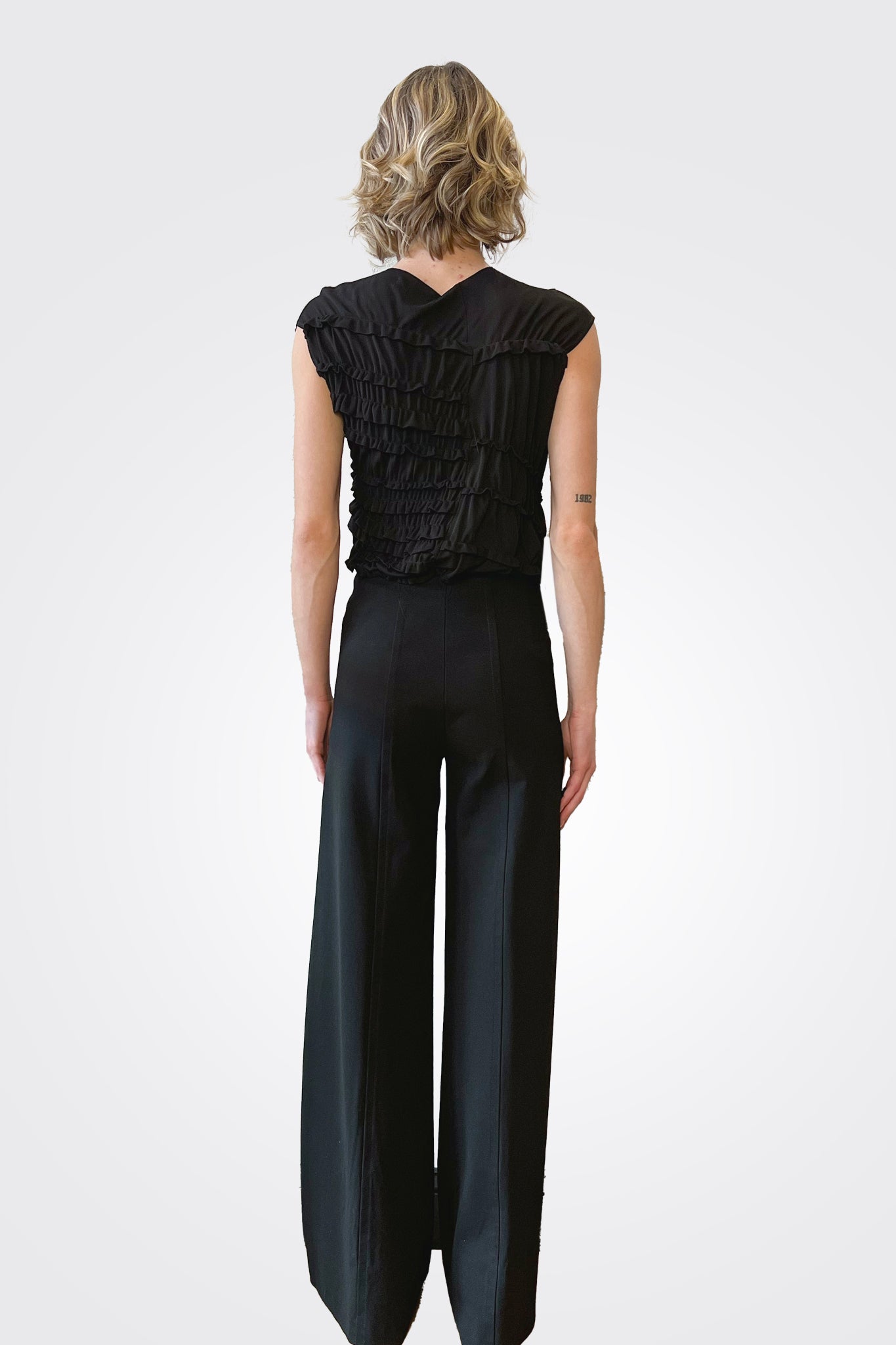 Ruffle Blouse - Black by Liviana Conti — view 4