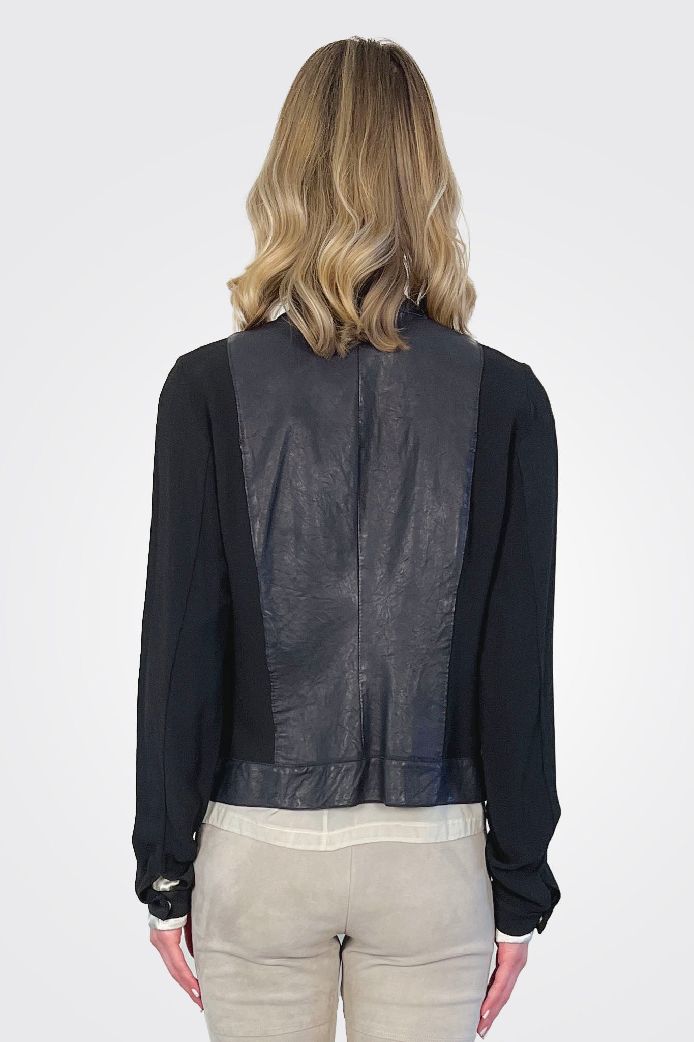 Leather Mix Media Jacket - Black by Transit Par-Such — view 4