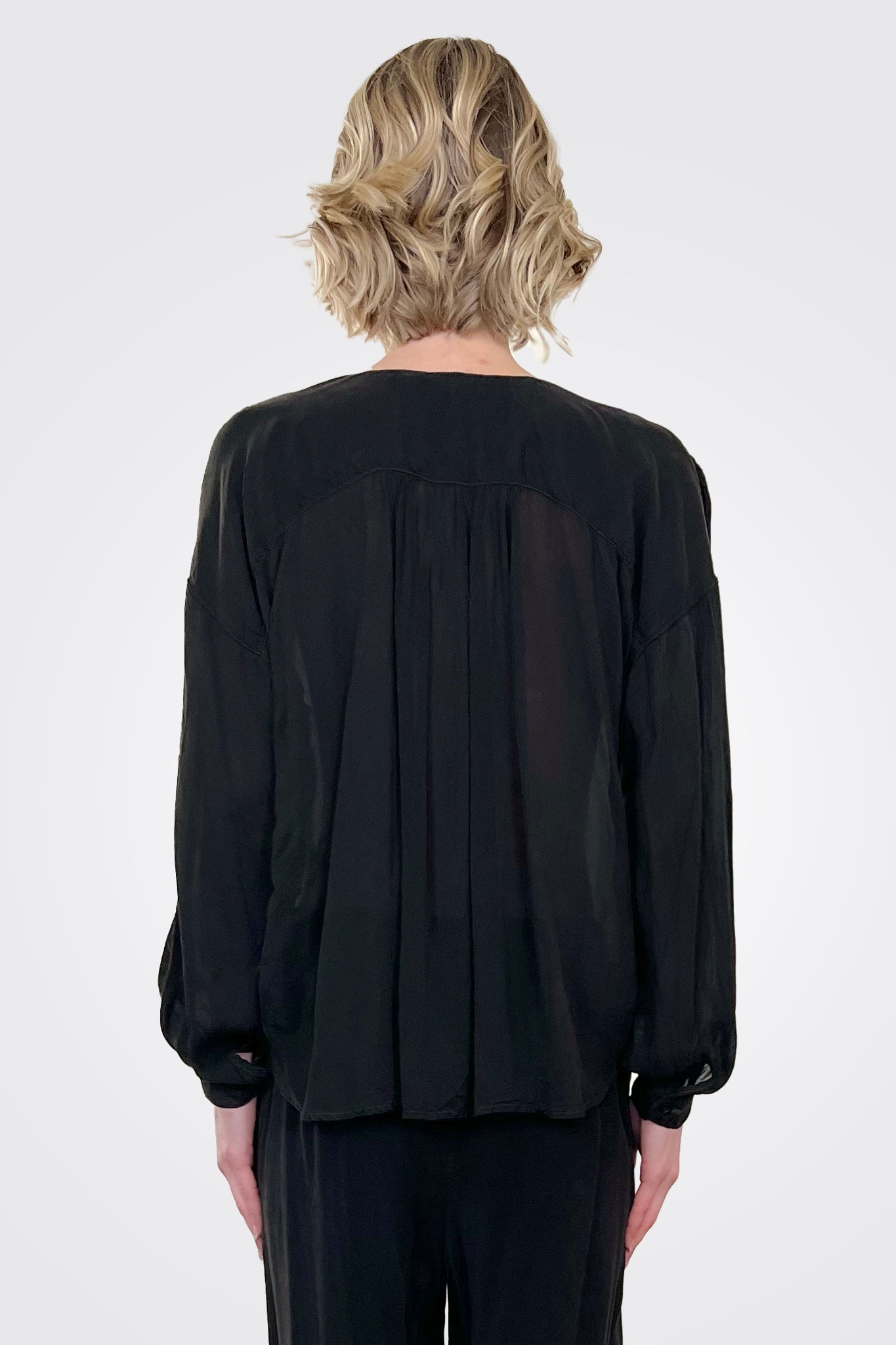 V Neck Tie Front Top - Black by Maven West — alternate view