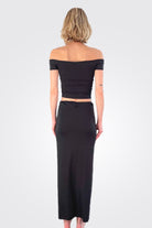 Shirred Maxi Skirt - Black by Bobi — view 3