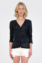 Semi Sheer Cardigan - Black by Majestic | 25 South Boutiques