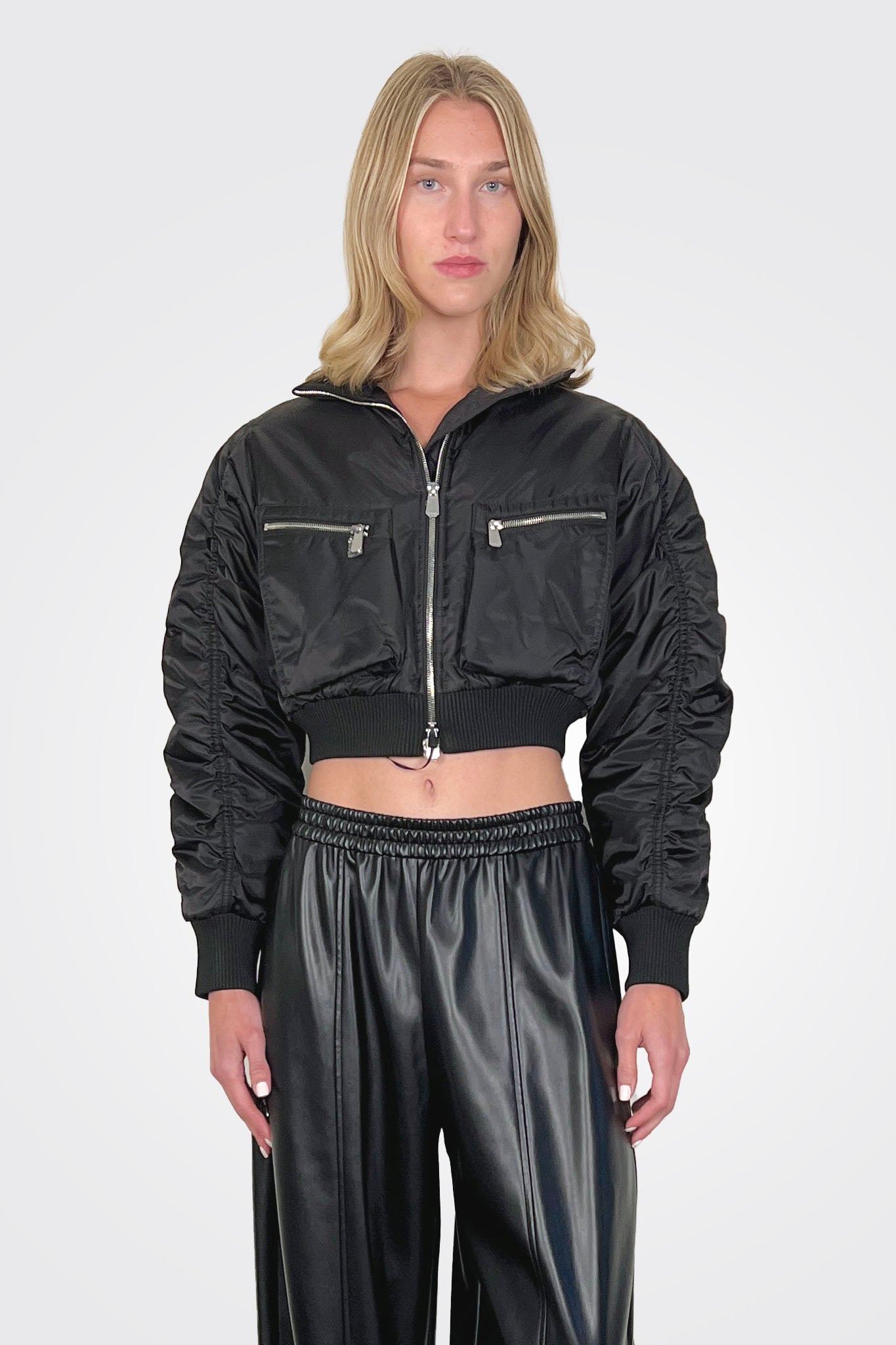 Bavette Short Satin Bomber Jacket - Black by Pinko | 25 South Boutiques