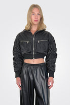 Bavette Short Satin Bomber Jacket - Black by Pinko | 25 South Boutiques