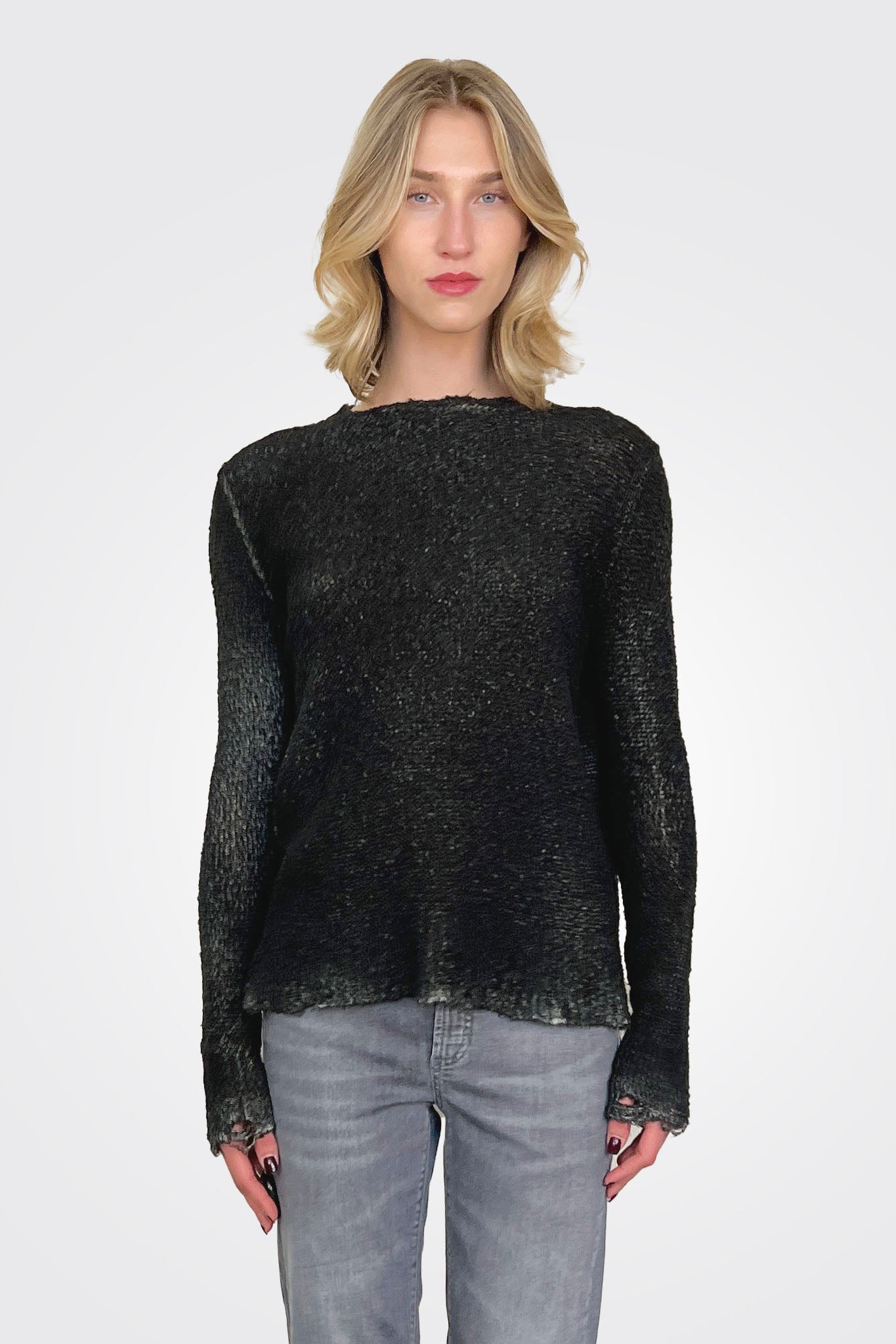 Reversible Knit Pullover - Black Grey by Avant Toi | 25 South Boutiques