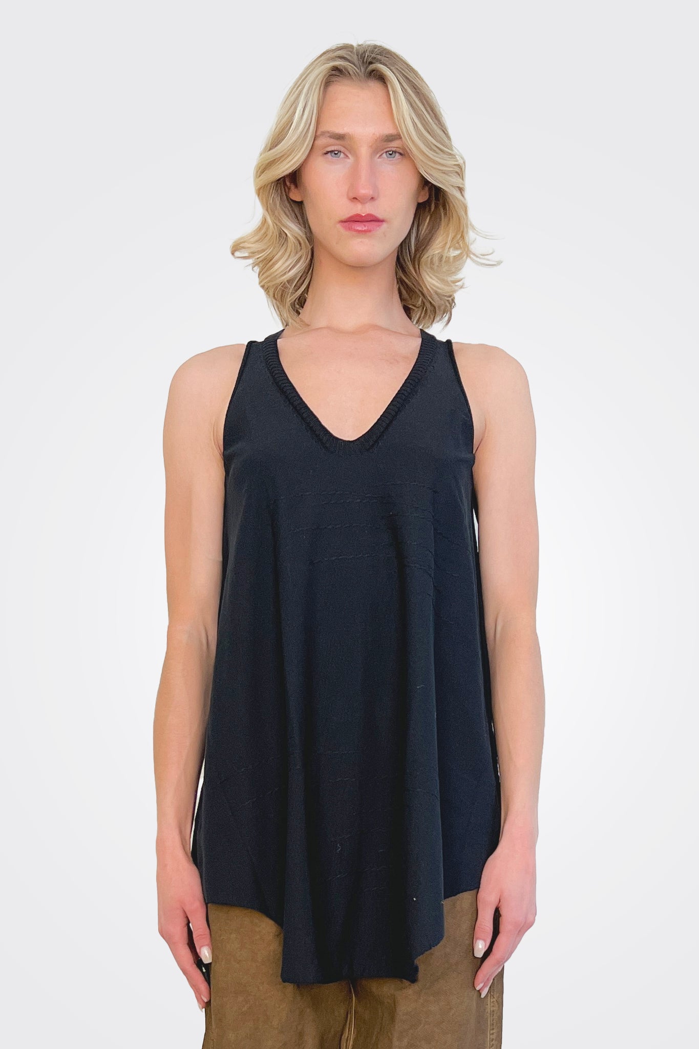 V Neck Asym Tank - Black by Serie Numerica | 25 South Boutiques